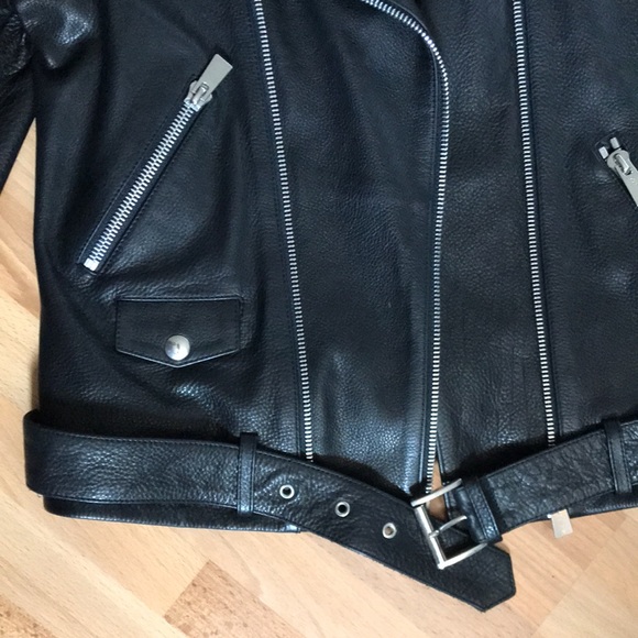 Anine Bing Moto Zipper Black Leather Jacket Size M - Picture 6 of 12